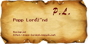 Popp Loránd névjegykártya